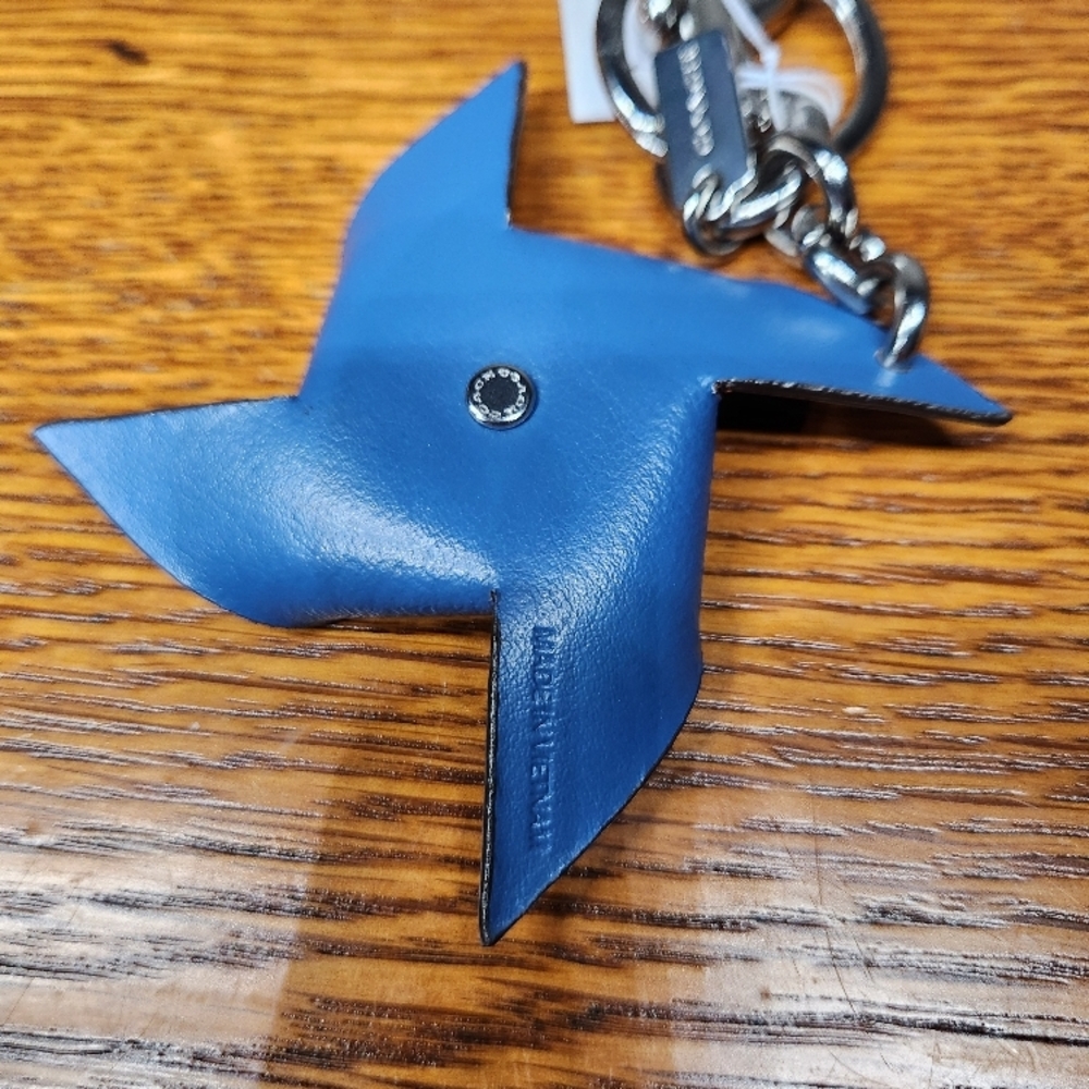 Coach Pinwheel Leather Keychain - Red & Blue - Picture 4 of 6